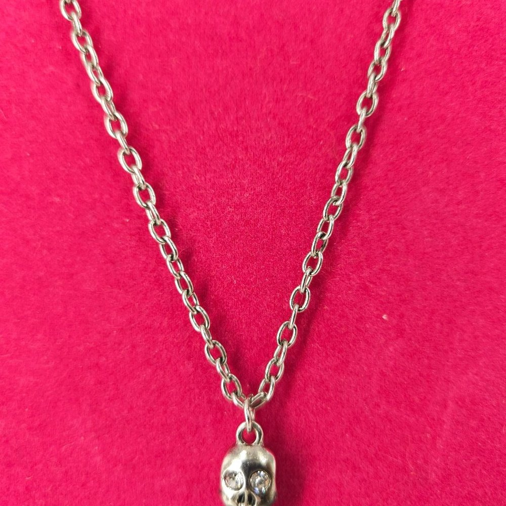 Skull Skeleton Jointed Pendant Necklace Stainless Steel 28" Rock Metal Bike Goth - Picture 3 of 8